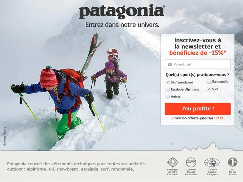 Patagonia Landing Page
